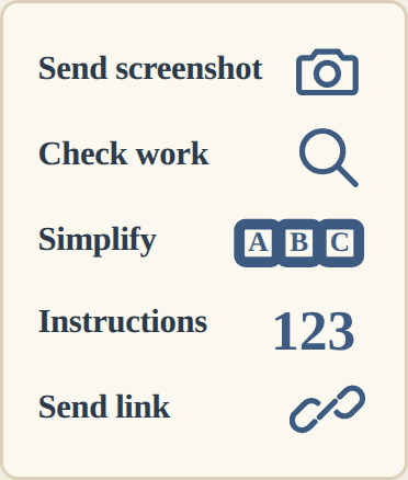 Anne's shorthand chart: Send screenshot, Check work, Simplify, Instructions, Send link